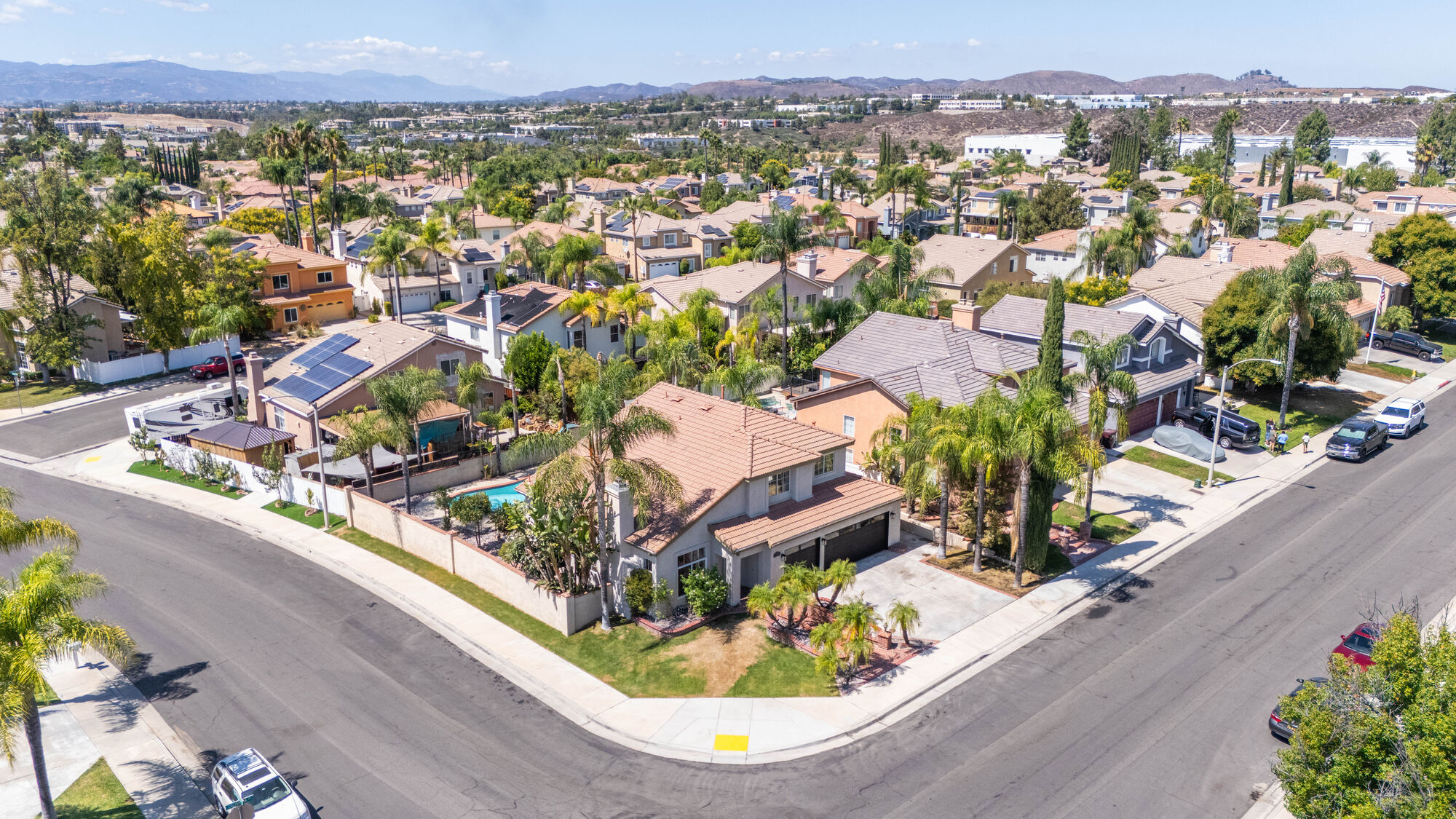 Aerial view of a Southern California residential neighborhood