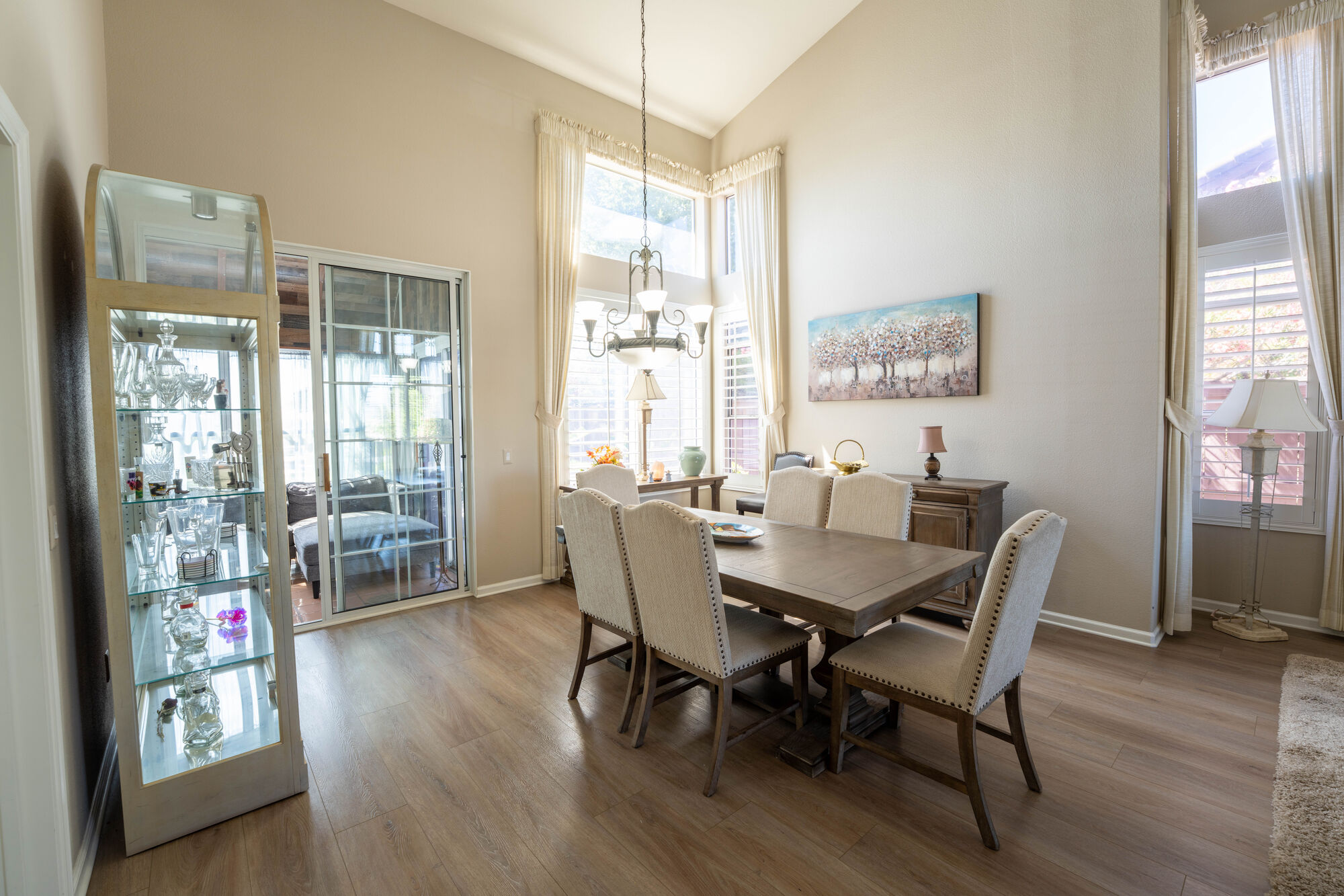 Bright dining room prepared for a professional real estate photo shoot