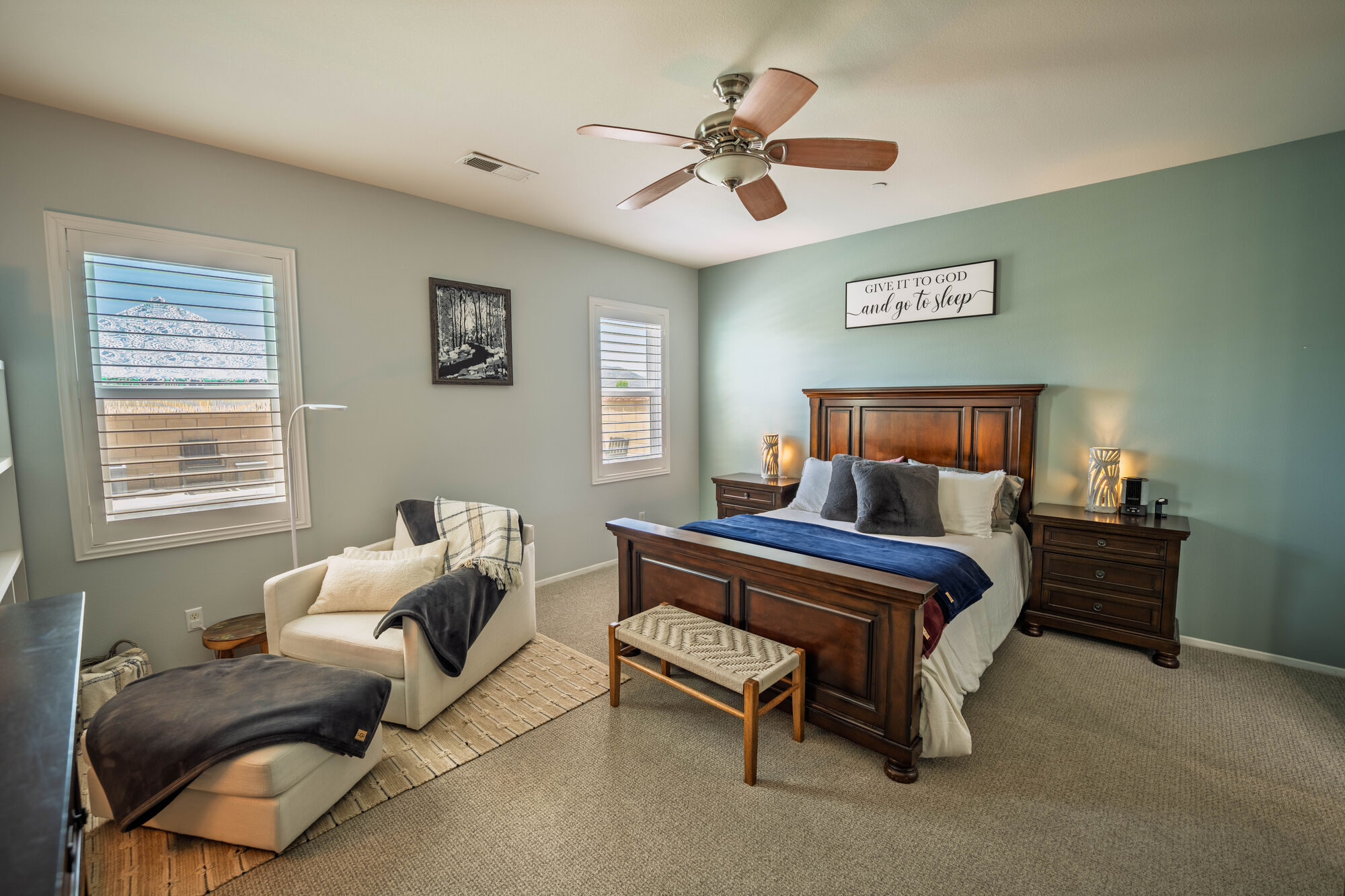 Comfortable living room staged for real estate photography